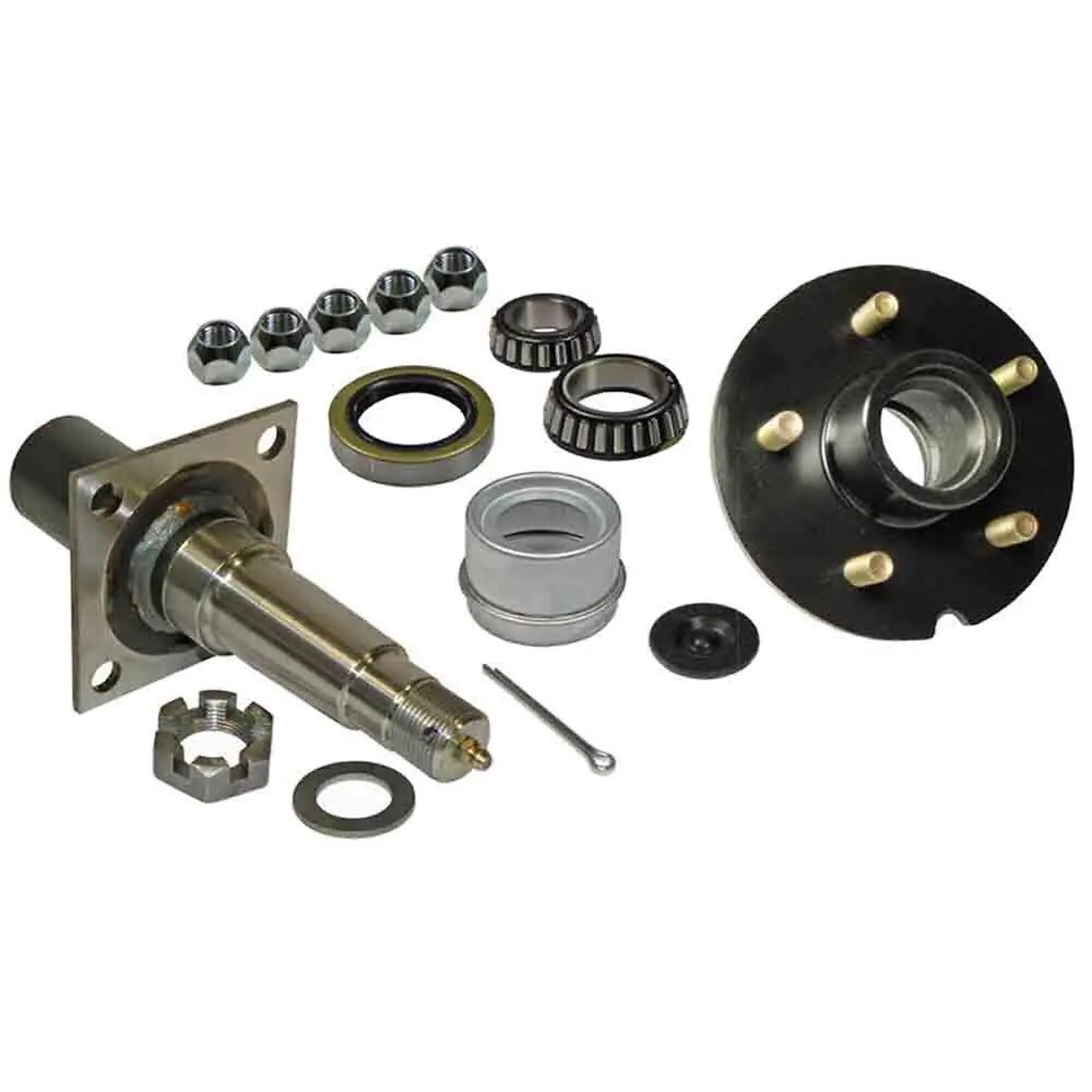 Rigid Hitch, 5-Lug Hub/Spindle End Unit, 5-Bolt on 5in Circle, Fits 2in Round Tube, Flanged 1-3/8 Inch to 1-1/16 Inch Tapered Spindles, 1750lb Capacity Per Hub, Model# RD-350055F